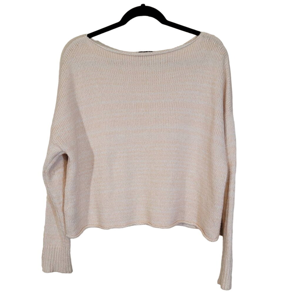Madewell Minimalist Knit Sweater Boat Neck Cream SZ Medium Wool Mohair Yak Hair